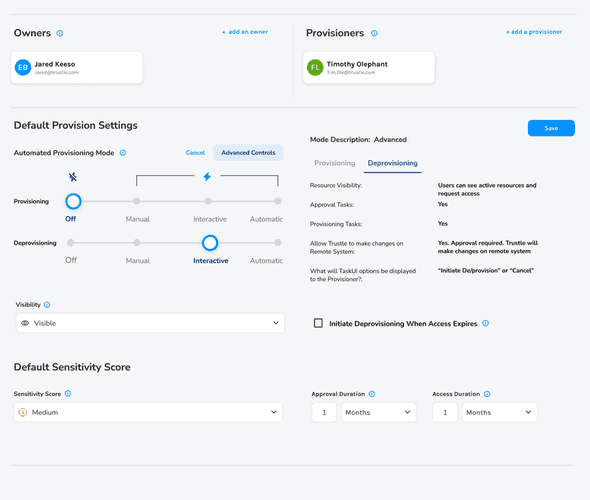 Provision Settings